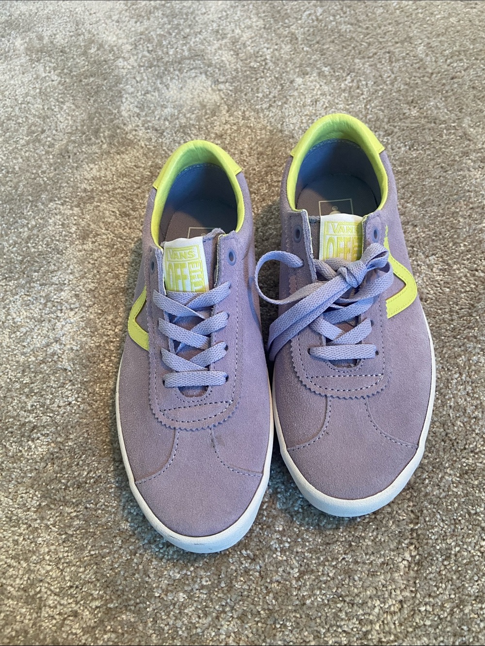 Vans Lavender Suede Sneakers with Lime Trim